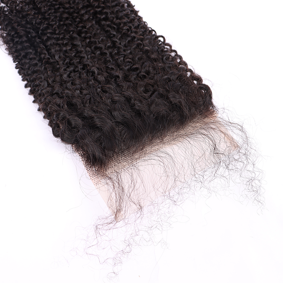 100% Human Virgin Hair Kinky Curly 5*5 Transparent Lace Closure YiWigs