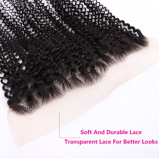 Kinky Curly Human Hair 13*4 Transparent Invisible Lace Full Frontal YiWigs