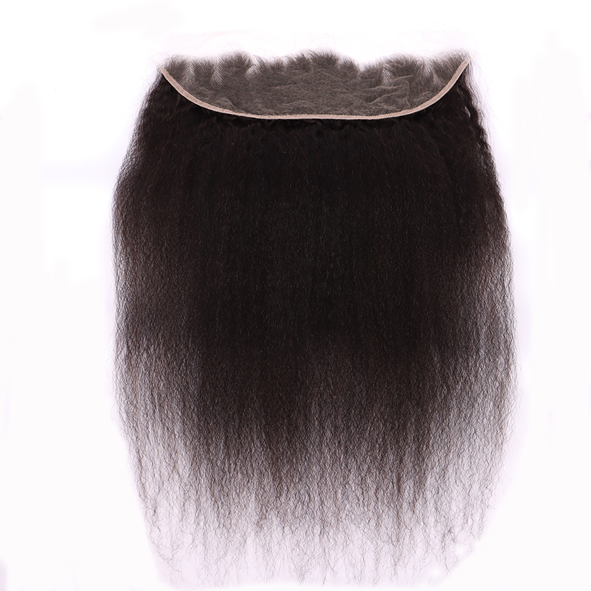 Kinky Straight Virgin Human Hair 13*4 HD Lace Frontal Relaxed Hair YiWigs