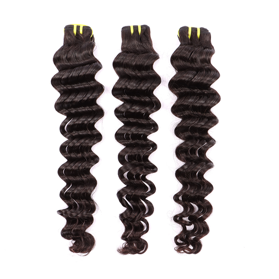 3 Bundles Human Virgin Hair Deep Wave With Invisible 4*4 HD Lace Frontal YiWigs