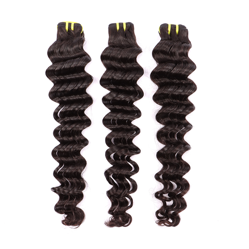 3 Bundles Human Virgin Hair Deep Wave With Invisible 4*4 HD Lace Frontal YiWigs