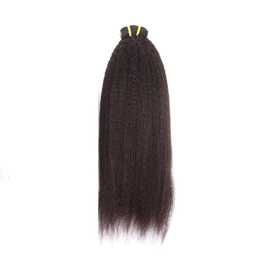 Kinky Straight Weave Human Virgin Hair Natural Black Set YiWigs