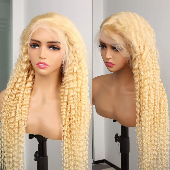 YiWigs #613 Blonde Deep Curly Wigs 13*4 Lace Front Human Hair Wigs 613 HD Lace Frontal Wig With Baby Hair