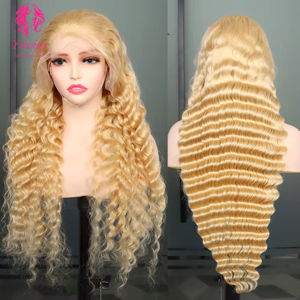 YiWigs #613 Blonde Deep Wave Wigs 13*4 Lace Front Human Hair Wigs 613 HD Lace Frontal Wig With Baby Hair