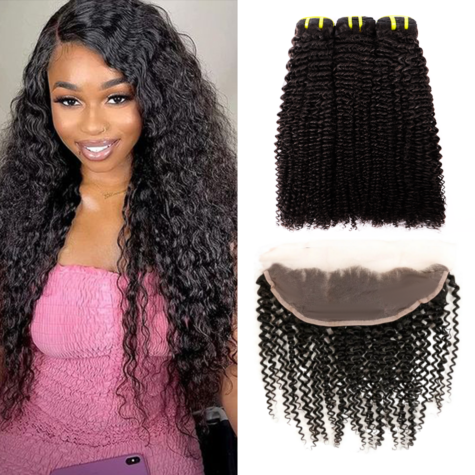 Kinky Curly Human Hair 13*4 HD Invisible Lace Full Frontal YiWigs