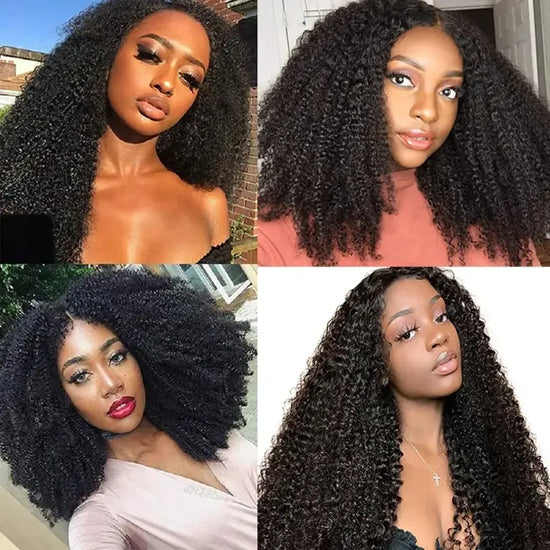 Kinky Curly Weave Human Virgin Hair Natural Black Set YiWigs
