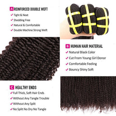 Yiwigs Kinky Curly Hair Bundles 12A Grade 100% Virgin Cuticle Aligned Human Hair Weaving Natural Color