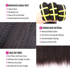Yiwigs Kinky Straight Hair Bundles 12A Grade 100% Virgin Cuticle Aligned Human Hair Weaving Natural Color