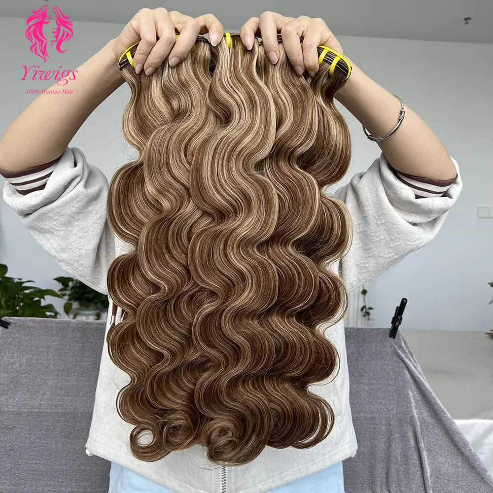 YiWigs Body Wave Human Hair Double Drawn Natural 12A Grade Virgin Weave Human Hair Raw Bundles