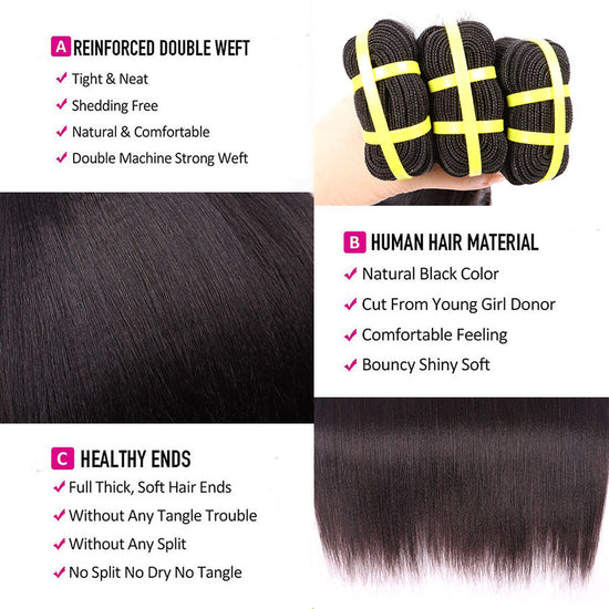 Yiwigs Light Yaki Straight Hair Bundles 12A Grade 100% Virgin Cuticle Aligned Human Hair Weaving Natural Color
