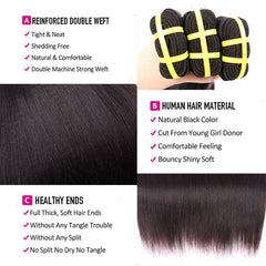 Yiwigs Light Yaki Straight Hair Bundles 12A Grade 100% Virgin Cuticle Aligned Human Hair Weaving Natural Color