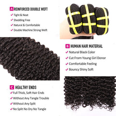 Yiwigs Deep Curly Hair Bundles 12A Grade 100% Virgin Cuticle Aligned Human Hair Weaving Natural Color
