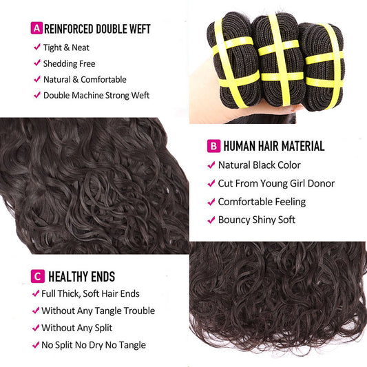 Yiwigs Natural Wave Hair Bundles 12A Grade 100% Virgin Cuticle Aligned Human Hair Natural Weaving