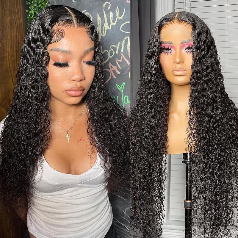 Glueless Water Wave 4*4Transparent Lace Closure Wigs For Women YiWigs
