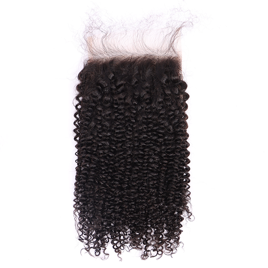 100% Human Virgin Hair Kinky Curly 5*5 Transparent Lace Closure YiWigs