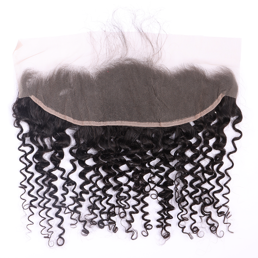 Deep Curly Virgin Human Hair 13*4 Transparent Lace Frontal Relaxed Hair YiWigs