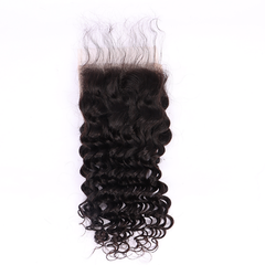 Deep Curly Human Hair 4*4 Transparent Lace Closure Human Hair Closure YiWigs