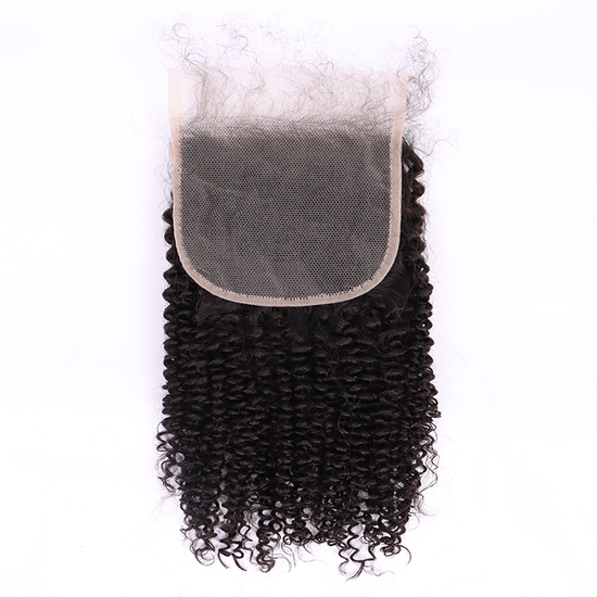 100% Human Virgin Hair Kinky Curly 5*5 Transparent Lace Closure YiWigs