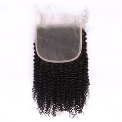 100% Human Virgin Hair Kinky Curly 5*5 Transparent Lace Closure YiWigs